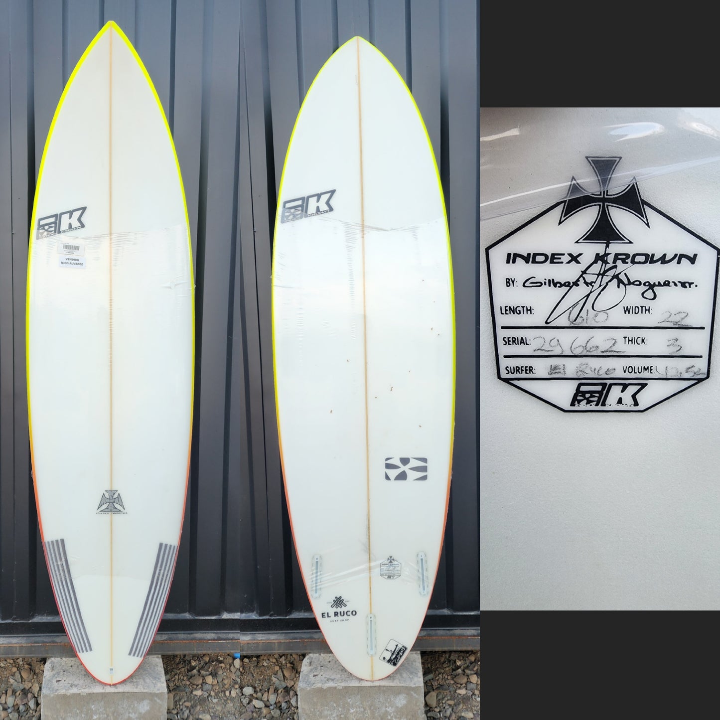 San Clemente 6.10 X22 X 3 42.5L Amarilla Roja Index Krown