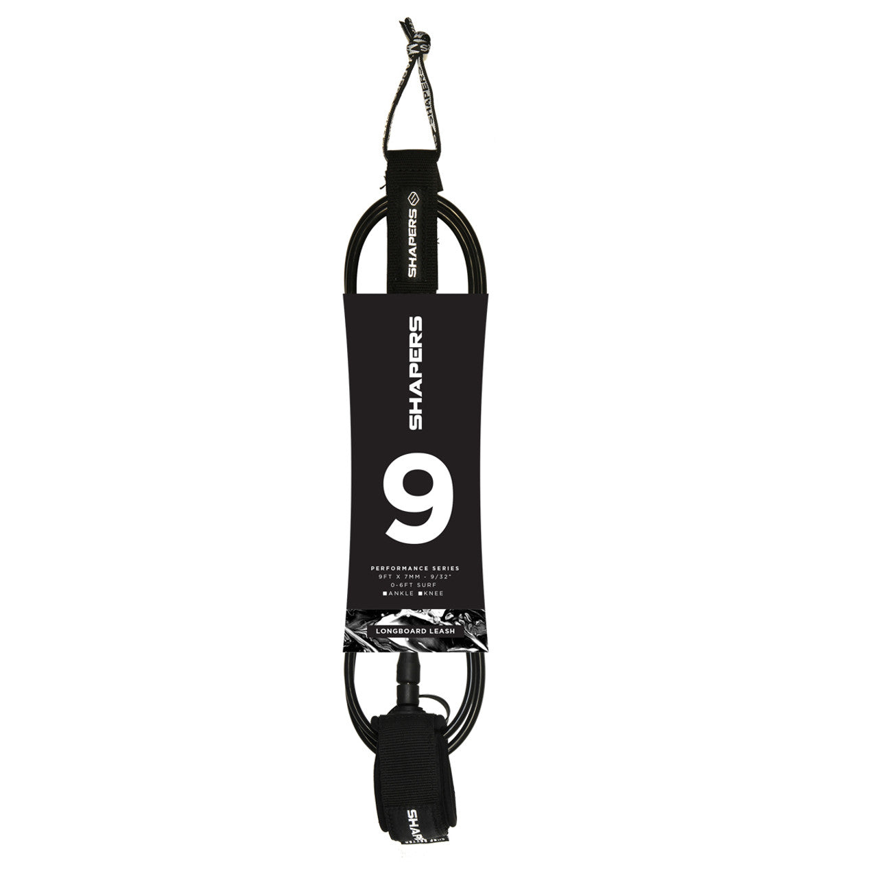 Leash Shapers 9Ft Performance Series para Longboard con amarre en rodilla color negro