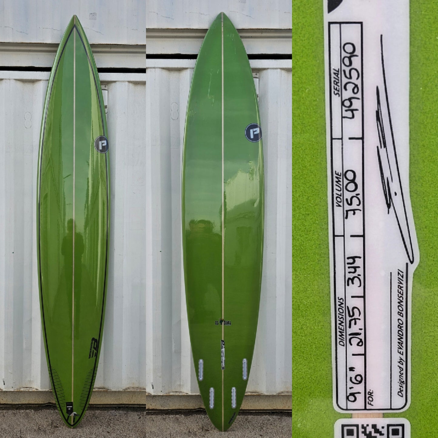 Tabla de surf tipo Gun Pro-Ilha El Bona Gun + 9'6" · 75 Litros.