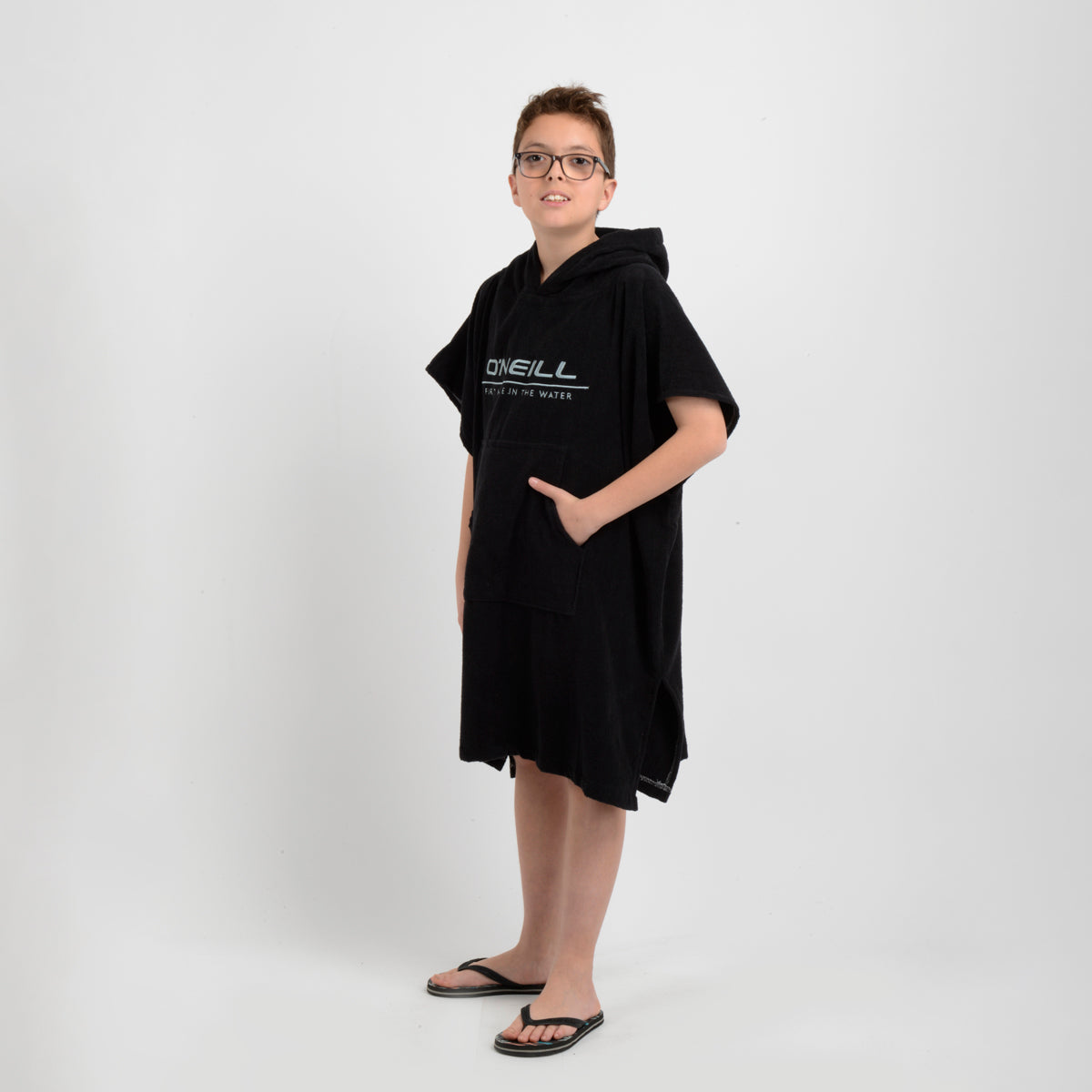 Poncho Toalla O'Neill negro para niños