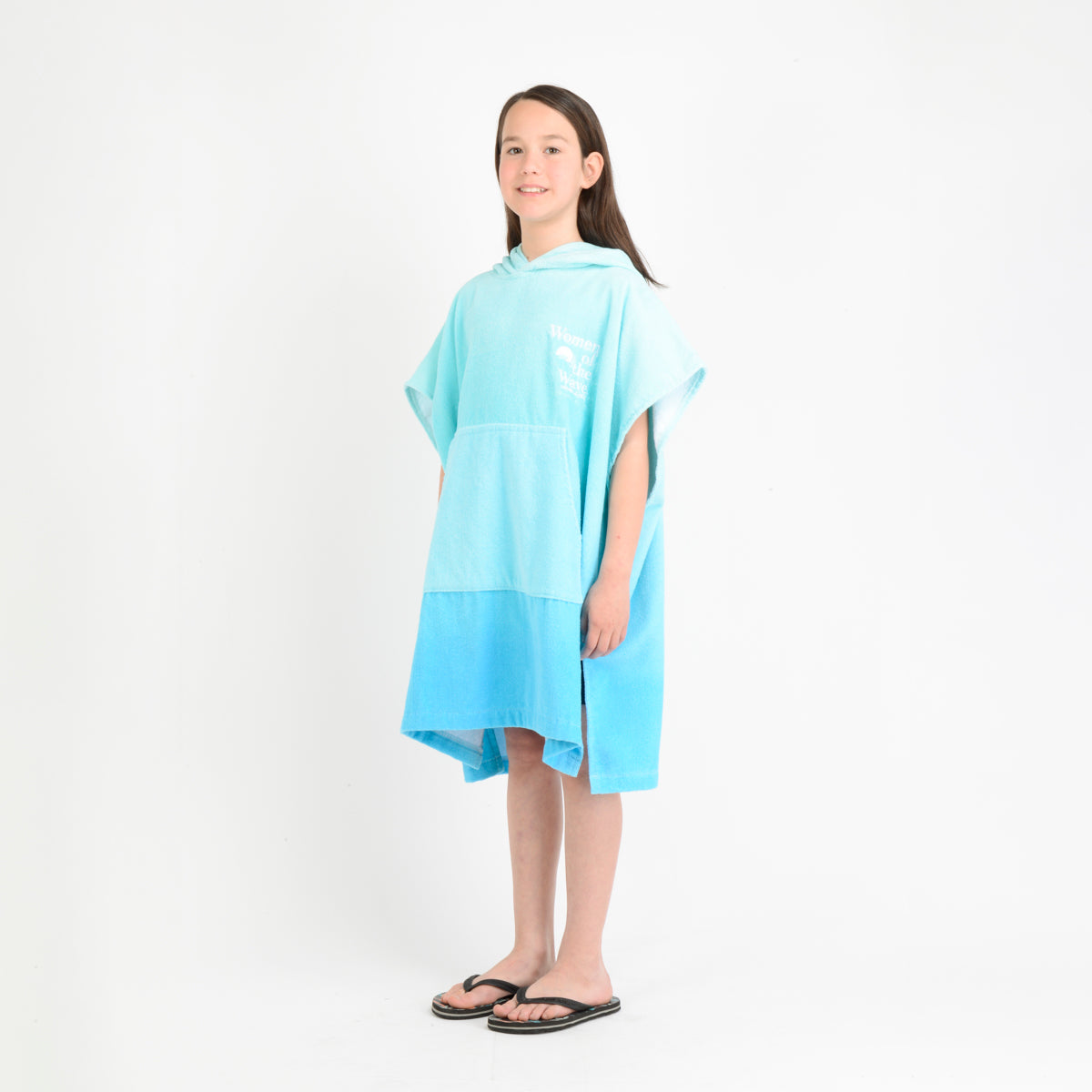 Poncho Toalla Niña Azul Turquesa