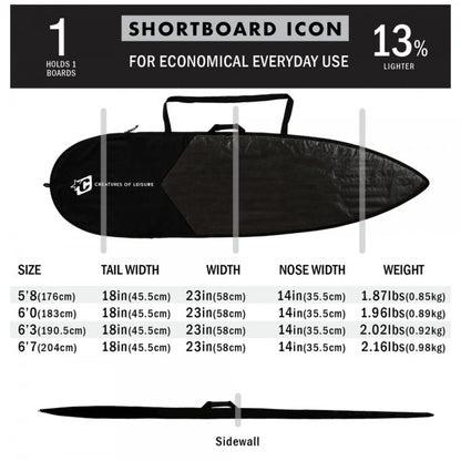 Funda Creatures Icon Lite Shortboard - 6'3" - Black