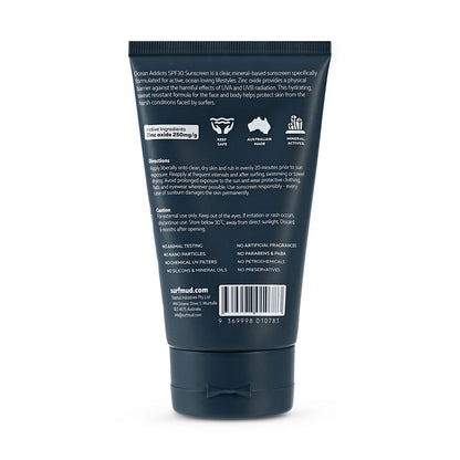 Pack de Protección Solar SURFMUD lata de Crema Oceans Addict 30SPF de 100g + Sunscreen 30SPF de 125g