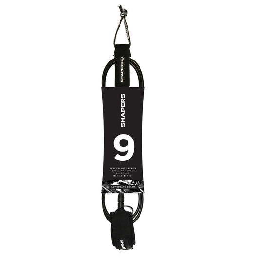 Leash Shapers 9Ft Performance Series para Longboard con amarre en rodilla color negro
