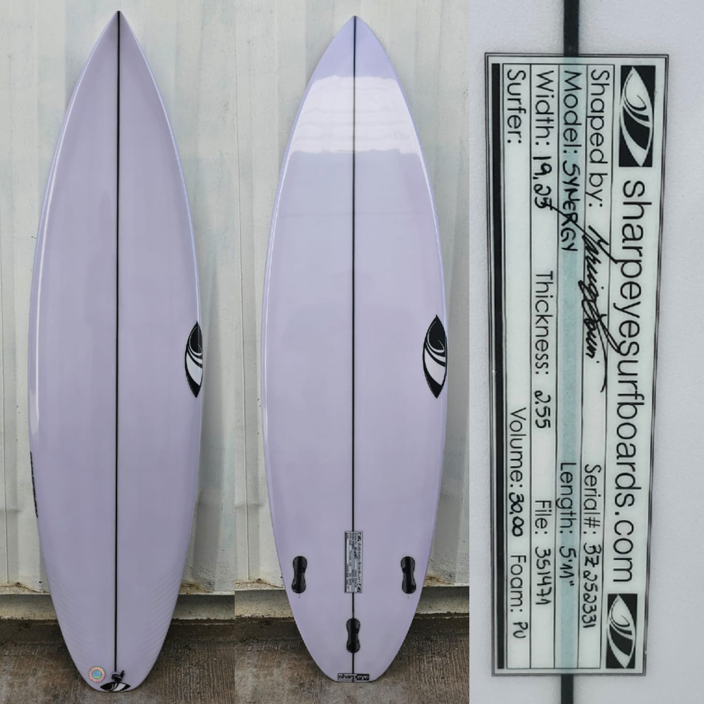 Shortboard Sharpeye Synergy medidas: 5.11 x 19.25 x 2.55 x 30 Lts.