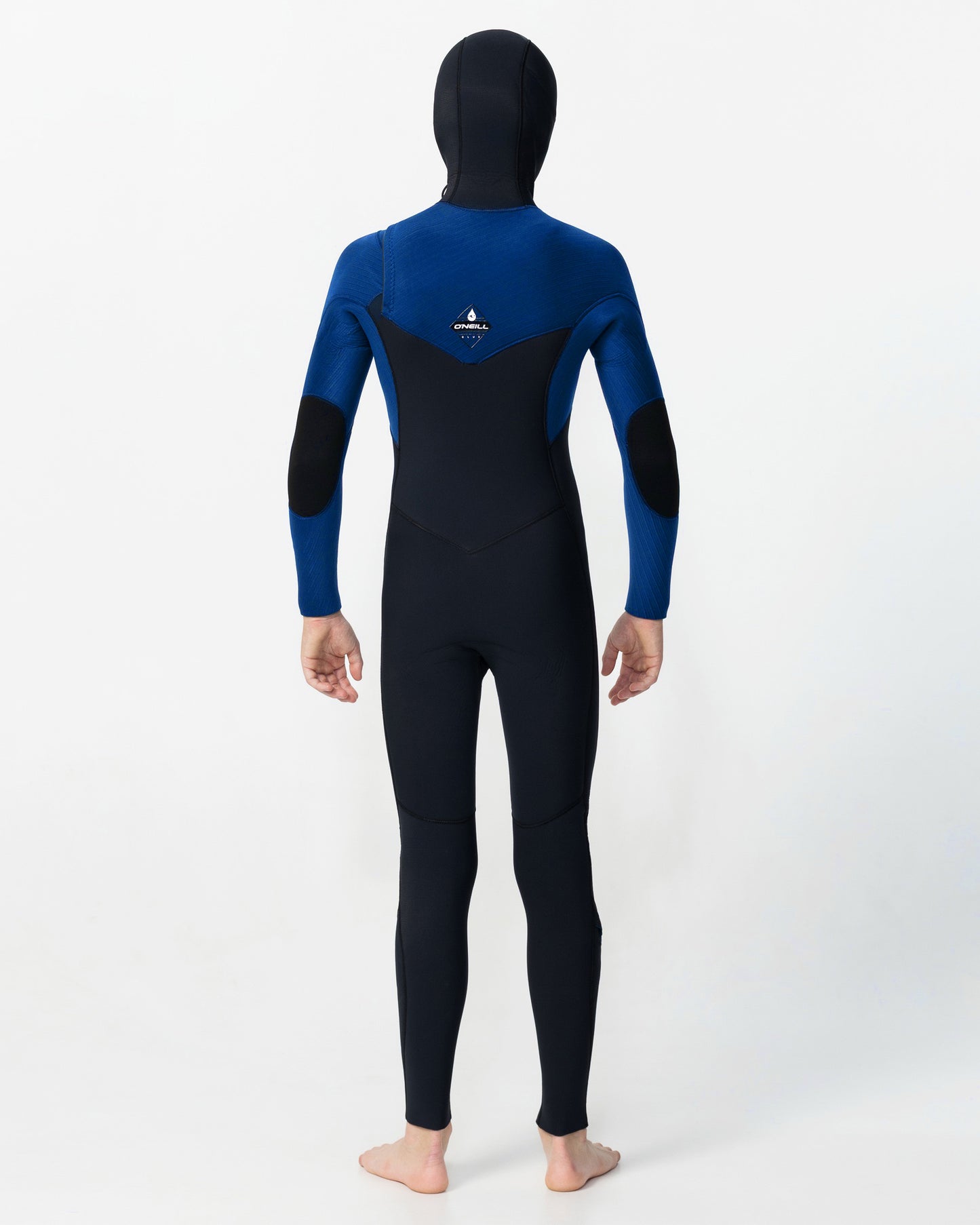 Traje de Surf niño YTH HYPERFREAK 5/4MM con gorro y cierre frontal negro y azul