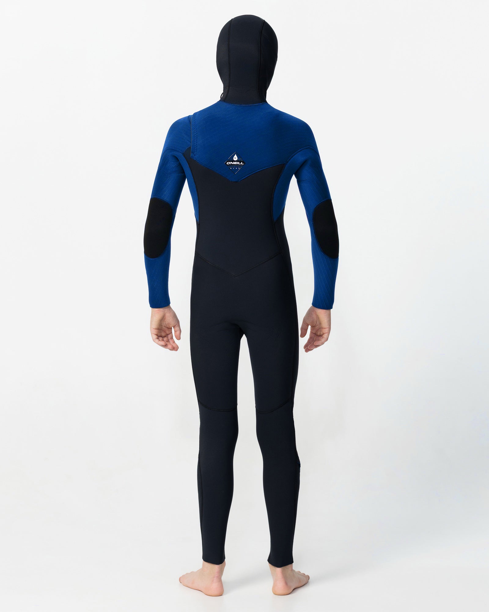 Traje de Surf niño YTH HYPERFREAK 5/4MM con gorro y cierre frontal negro y azul